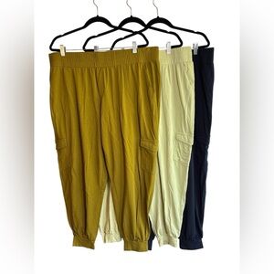 Three! AnyBody Cozy Knit Jogger Pants XL Cotton Modal Cargo Pocket Elastic Waist